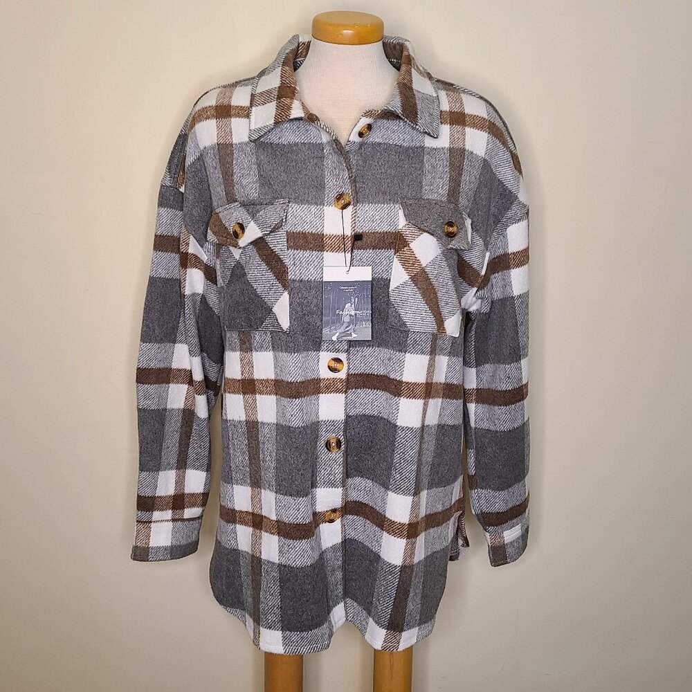 Plaid Oversized Soft Shacket - Large  NWT - Picture 2 of 10